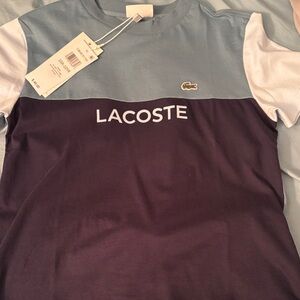 Lacoste Colorblock T‑Shirt in Light Blue, White & Navy